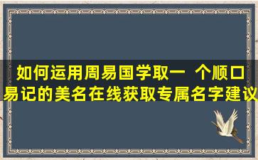 如何运用周易国学取一  个顺口易记的美名在线获取专属名字建议！